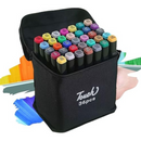 Conjunto de Caneta Colorida Ponta Dupla 36Pçs com Estojo (Versão Pretas ou Brancas)