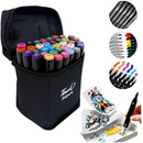 Conjunto de Caneta Colorida Ponta Dupla 36Pçs com Estojo (Versão Pretas ou Brancas)