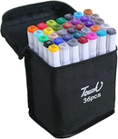 Conjunto de Caneta Colorida Ponta Dupla 36Pçs com Estojo (Versão Pretas ou Brancas)