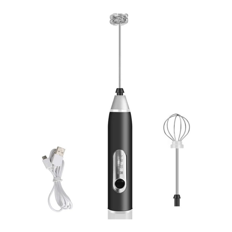 PRETA - (Premium) Mini Batedor Mixer Elétrico Portátil Bivolt