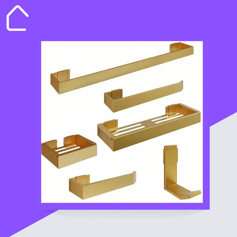 Kit De Acessórios Para Banheiro Dourado 6 Peças