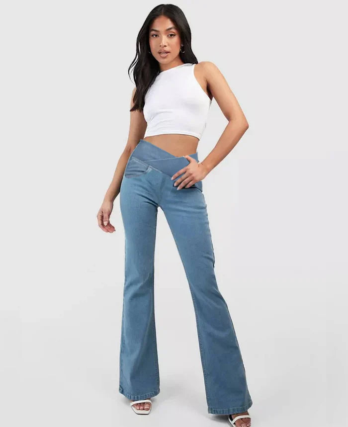 (Compre 1 Leve 3) Calça Jeans de Cintura Alta Cruzada