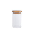 Pote de Mantimentos Quadrado Flat 250ml com Tampa de Bambu