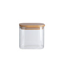 Pote de Mantimentos Quadrado Flat 600ml com Tampa de Bambu