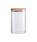 Pote de Mantimentos Quadrado Flat 1100ml com Tampa de Bambu
