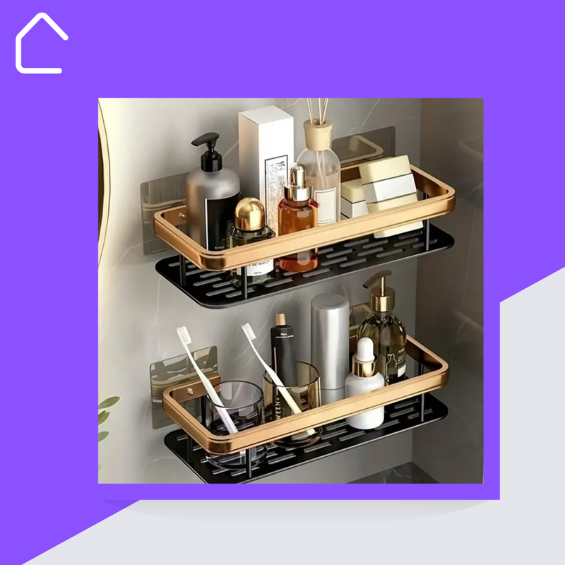 Kit 2 Prateleira Para Banheiro De Alumínio Sem Furos