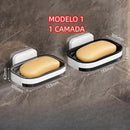 Saboneteira Adesiva de Parede Camada Dupla – Com Bandeja e Sem Perfuração