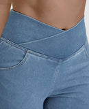 (Compre 1 Leve 3) Calça Jeans de Cintura Alta Cruzada