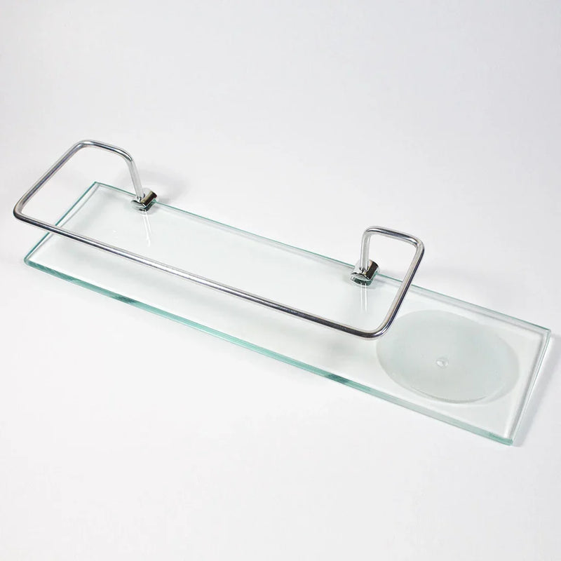 Porta shampoo reto com saboneteira em vidro 40x10cm