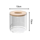 Porta Papel Higienico Luxo Transparente Com Tampa De Bambu