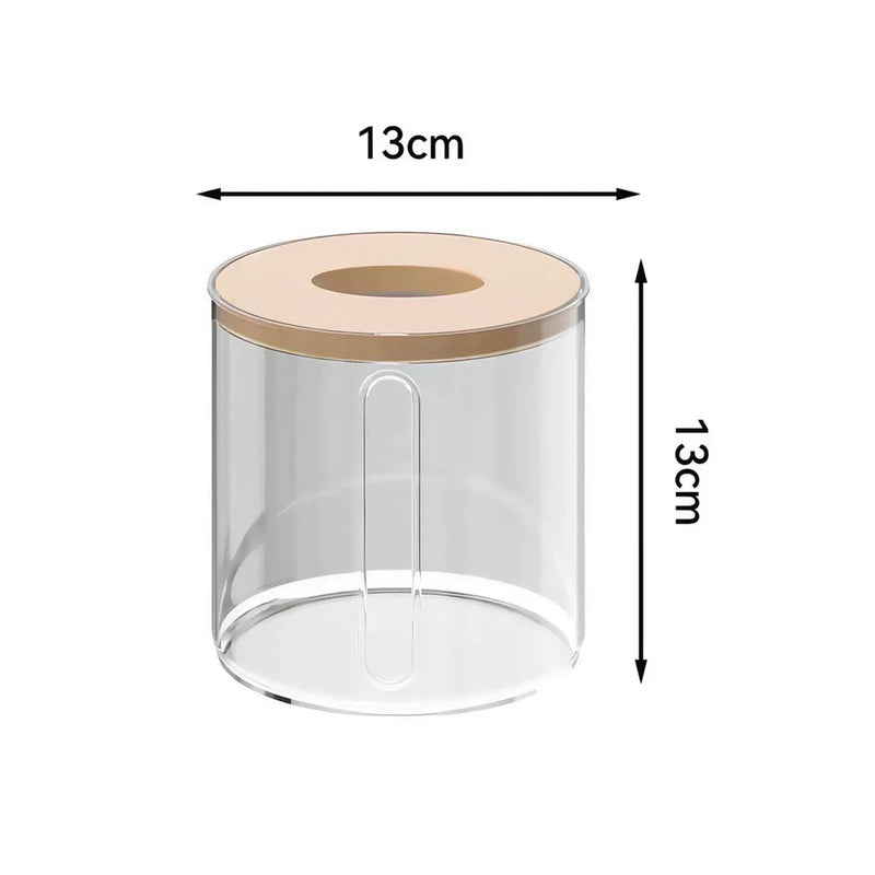 Porta Papel Higienico Luxo Transparente Com Tampa De Bambu