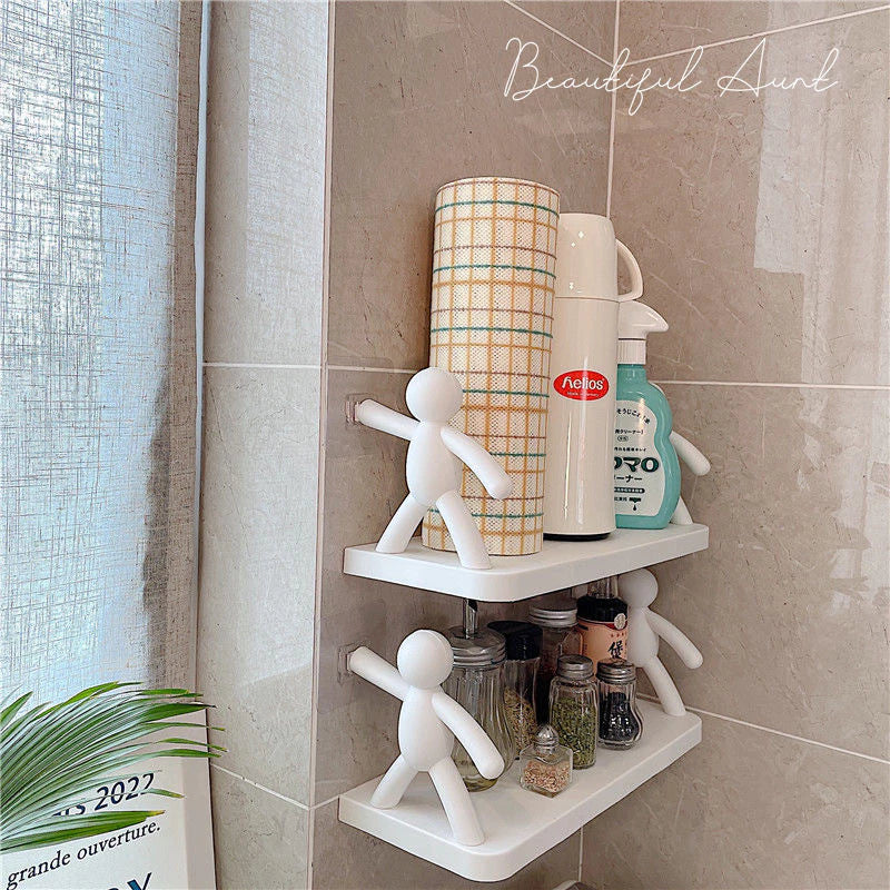 Kit 2 Suportes Organizador Cozinha Banheiro Plástico Com Adesivo