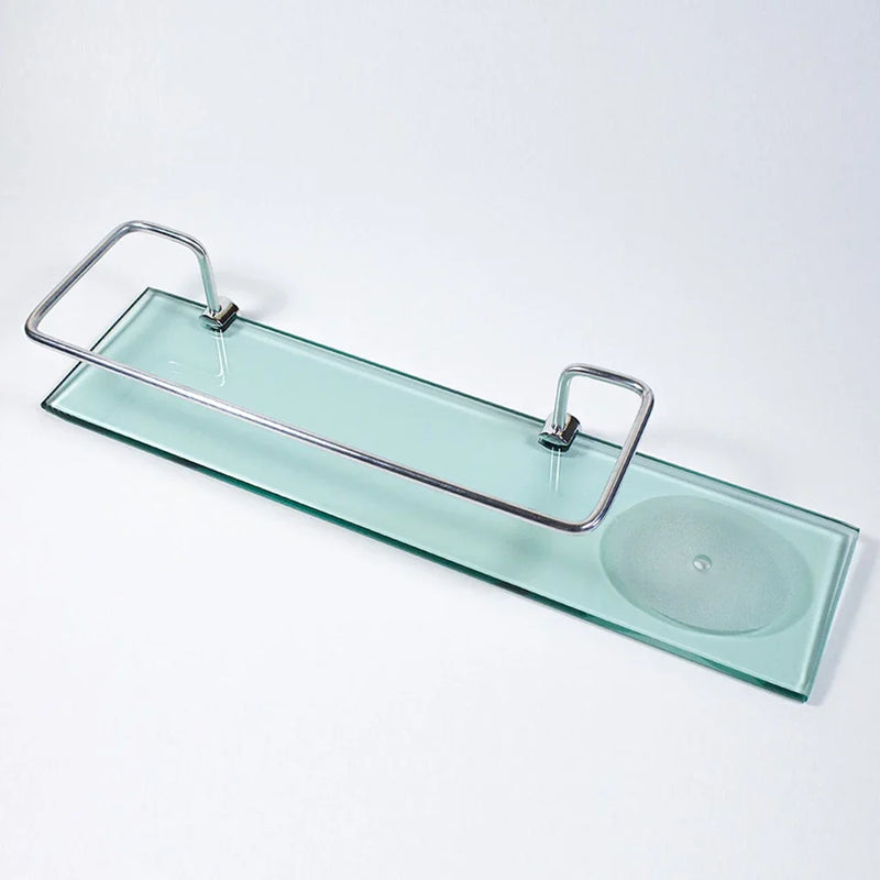 Porta shampoo reto com saboneteira em vidro 40x10cm