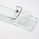 Porta shampoo reto com saboneteira em vidro 40x10cm