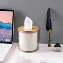 Porta Papel Higienico Luxo Transparente Com Tampa De Bambu