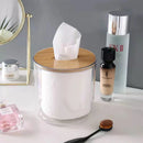 Porta Papel Higienico Luxo Transparente Com Tampa De Bambu