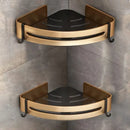 Kit 2 Prateleira Para Banheiro Em Alumínio Preto Com Dourado