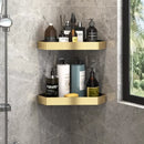 Kit 2 Prateleira Para Banheiro Em Alumínio Preto Com Dourado