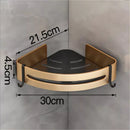 Kit 2 Prateleira Para Banheiro Em Alumínio Preto Com Dourado