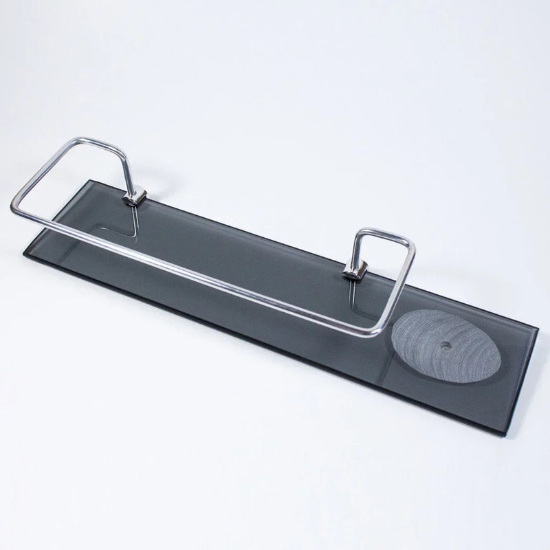 Porta shampoo reto com saboneteira em vidro 40x10cm