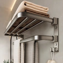 Porta Toalhas Duplo em Aço Inox 60cm para Organização de Banheiro - Preto