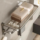 Porta Toalhas Duplo em Aço Inox 60cm para Organização de Banheiro - Preto