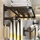 Porta Toalhas Duplo em Aço Inox 60cm para Organização de Banheiro - Preto