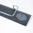 Porta shampoo reto com saboneteira em vidro 40x10cm