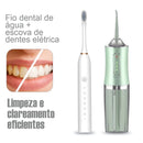 Kit Higiene Bucal 2 em 1: Escova Dental Elétrica + Irrigador Bucal Portátil – Limpeza Profunda