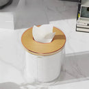 Porta Papel Higienico Luxo Transparente Com Tampa De Bambu